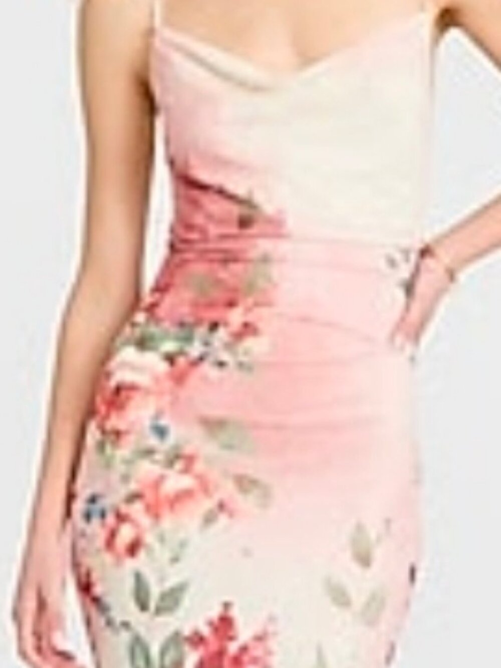Express Floral Mesh Cowl Neck Strappy Low Back Maxi Dress